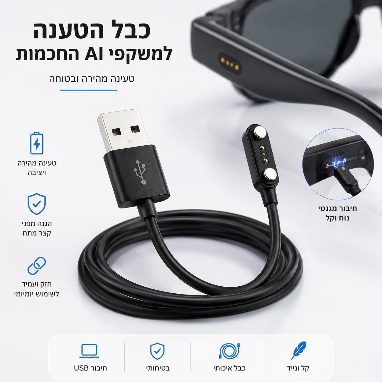 כבל הטענה למשקפי AI החכמות