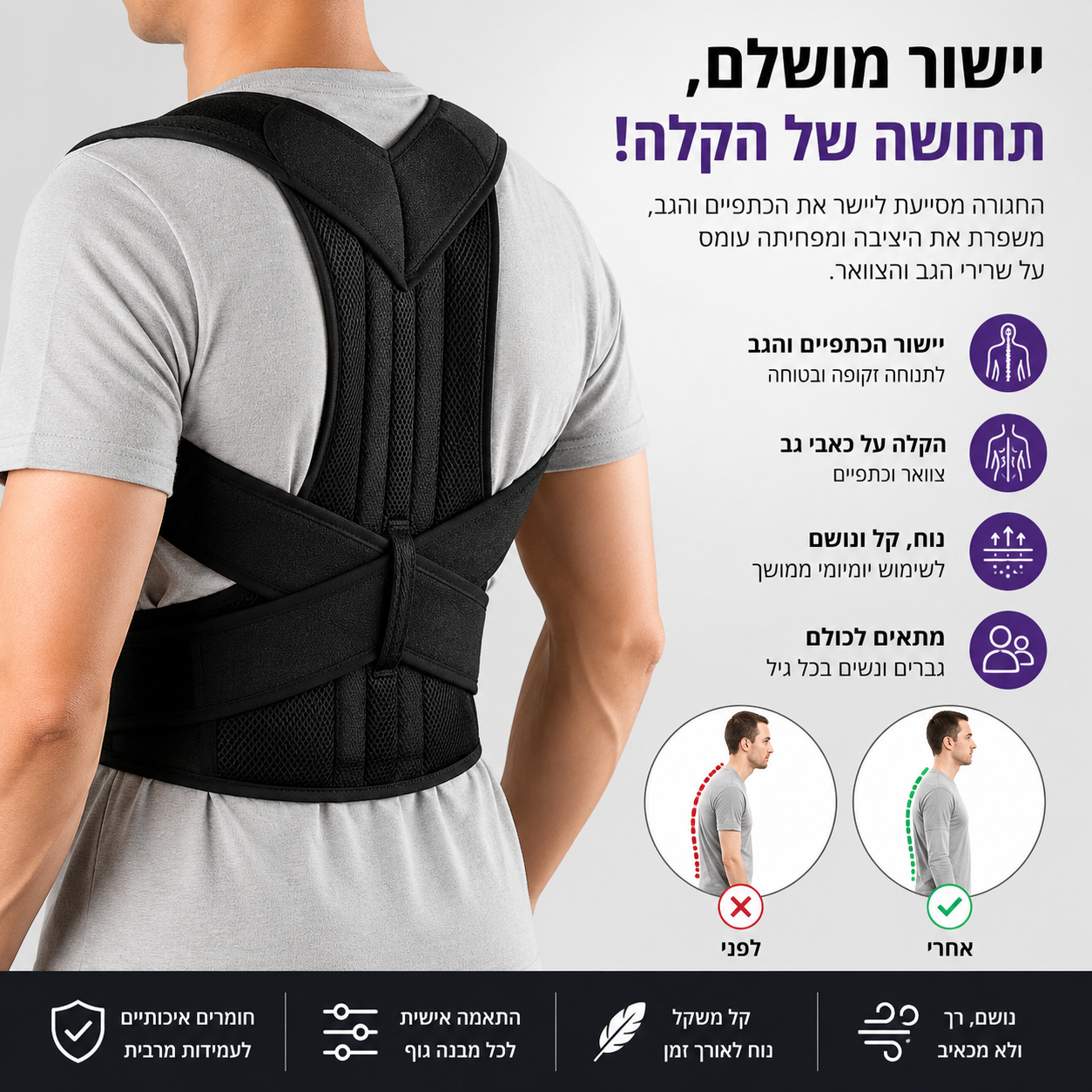 BackAlign Pro™ – חגורת הגב החכמה